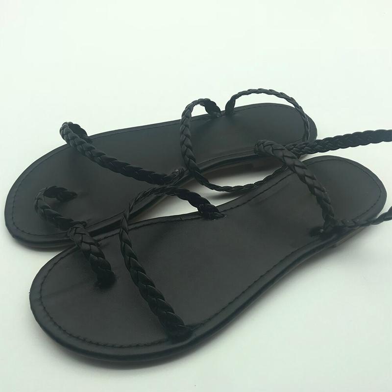 Braided Rope Ankle Strap Slippers