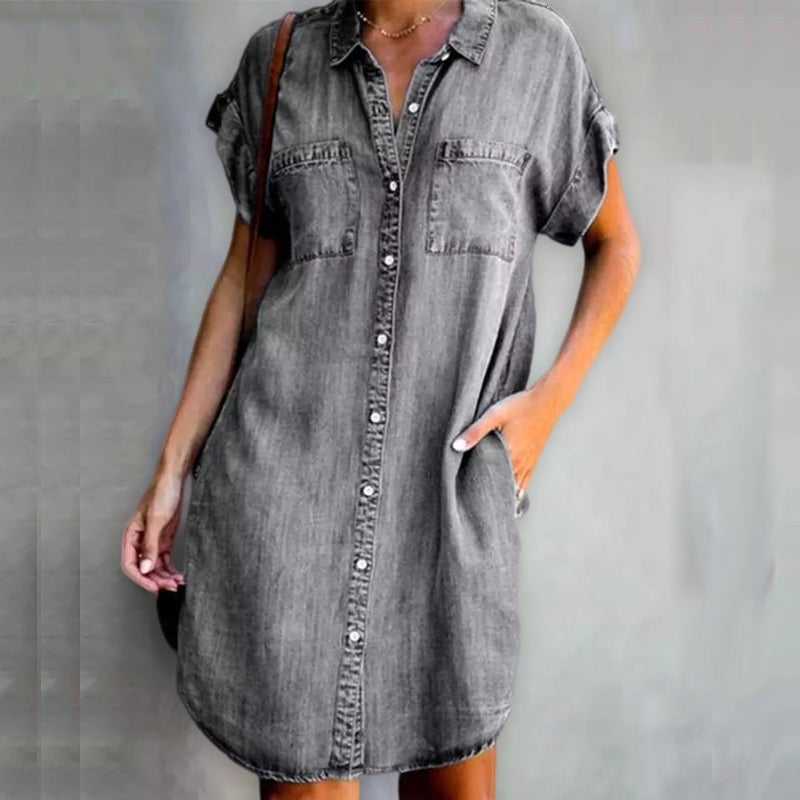 Shinerme™ Casual Denim Short Sleeve Dress