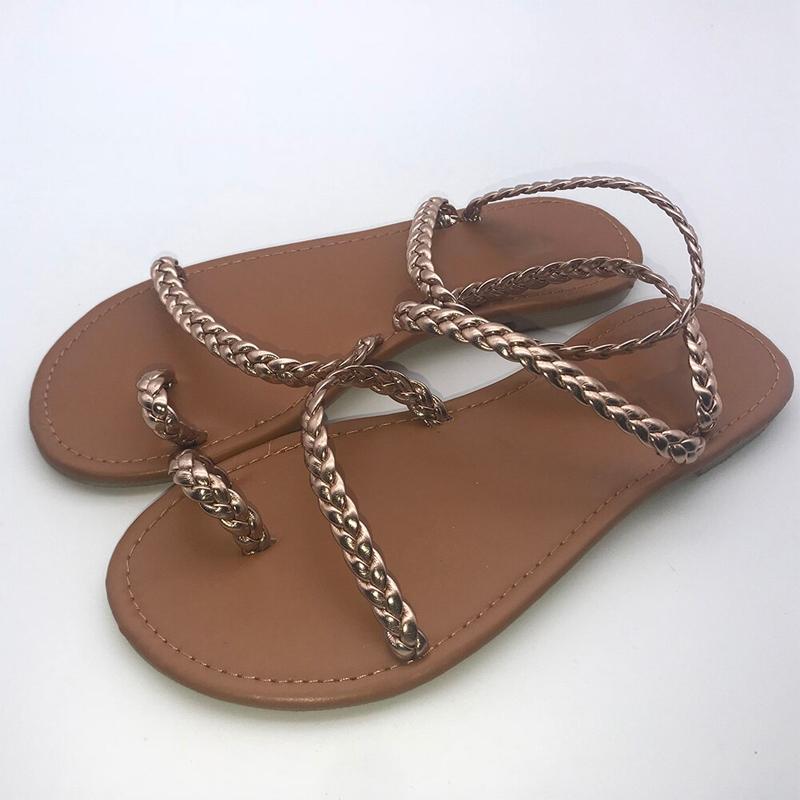 Braided Rope Ankle Strap Slippers