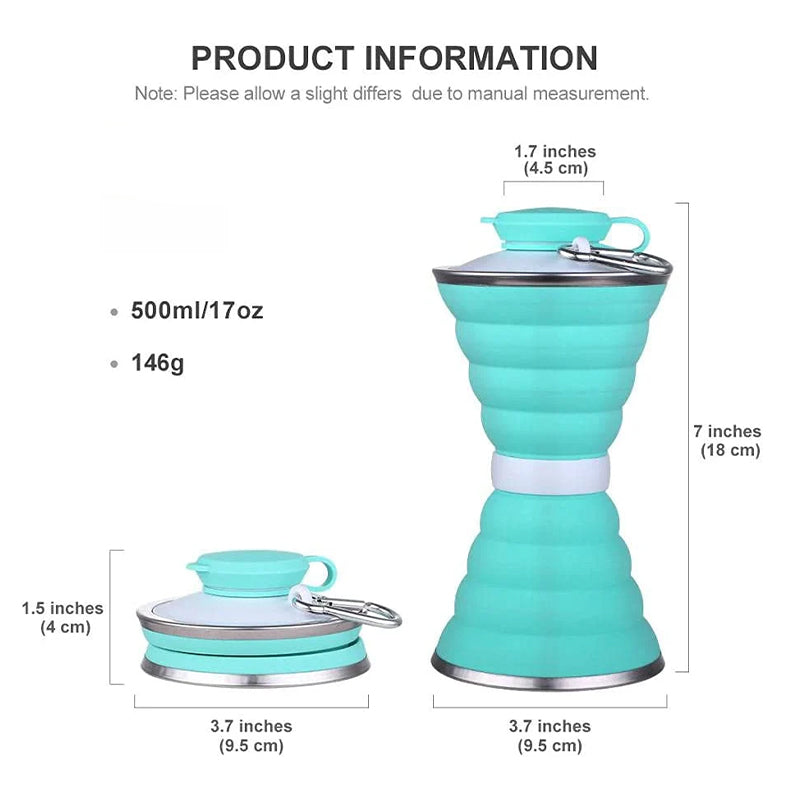 500ML Foldable Silicone Water Bottle Cup