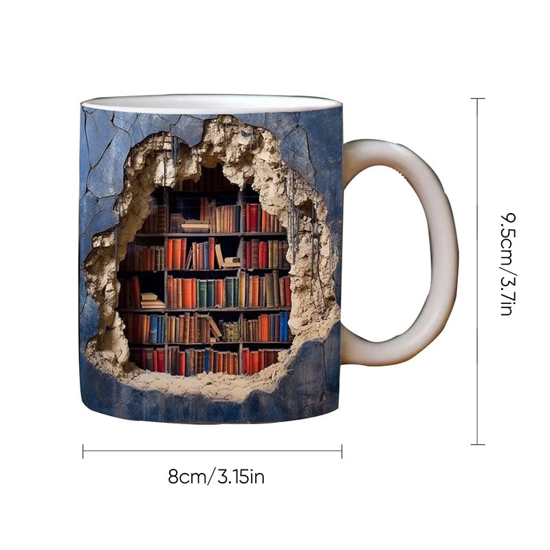 3D Bookshelves Hole In A Wall Mug