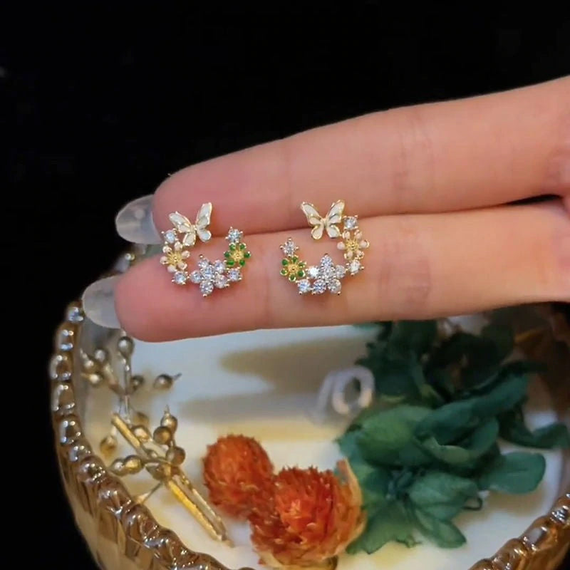 Vintage Floral Butterfly Earrings