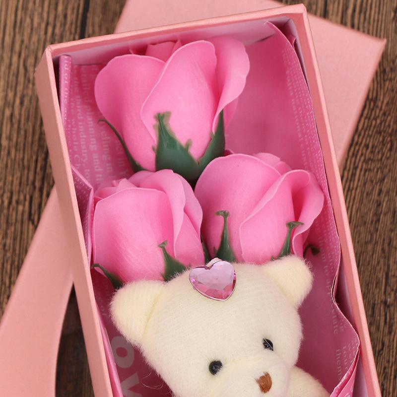 Rose Soap Bouquet With Cute Bear