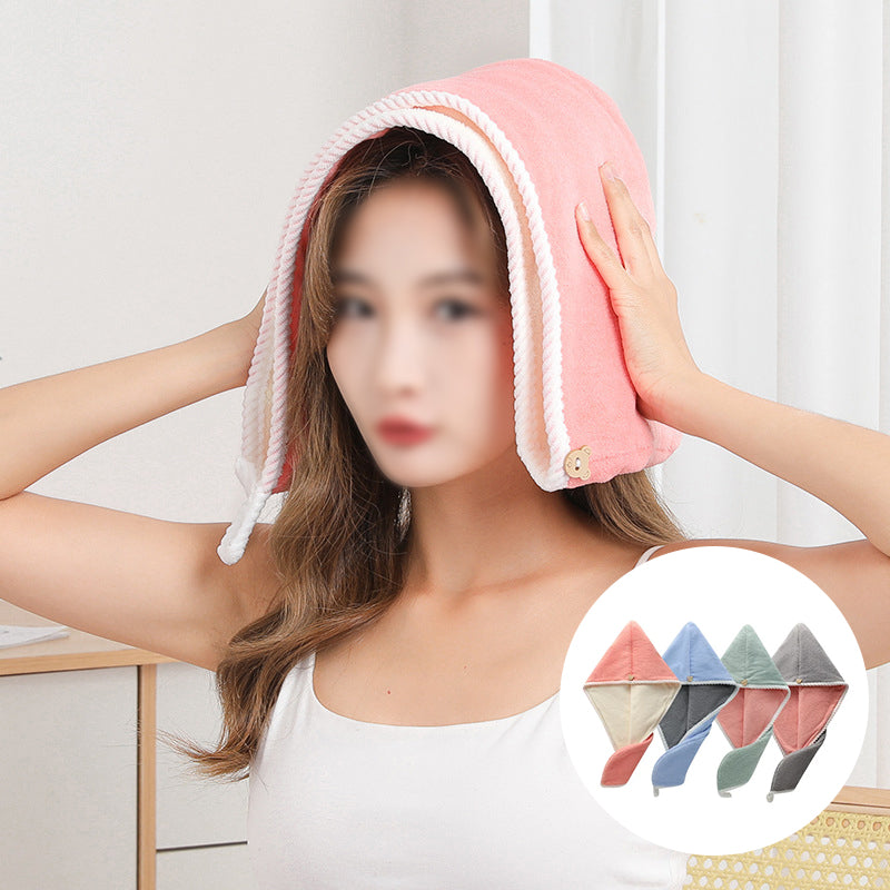 Double Layer Coral Velvet Quick Drying Hair Cap